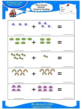 Çocuklar İçin toplam işlemi yaprak testleri 